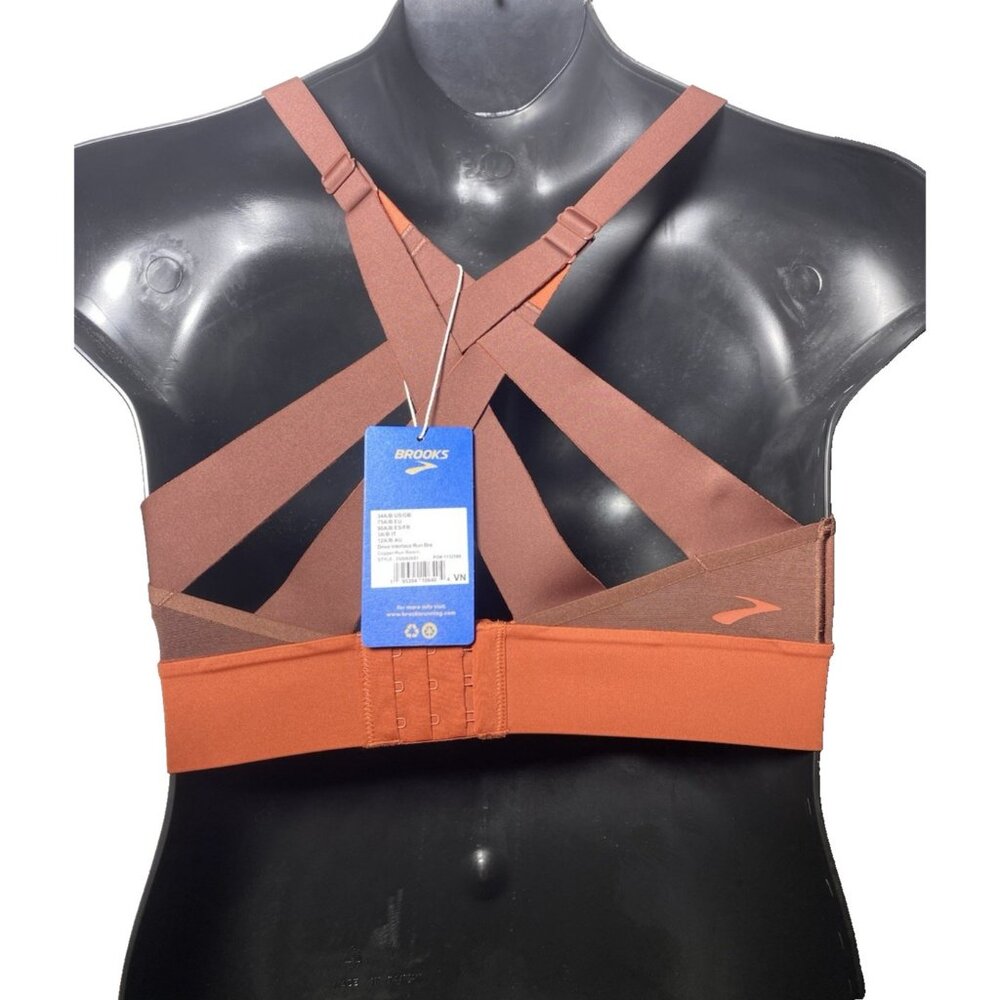 Brooks 34A/B Copper Run Raisin Drive Interlace Sports Bra Compression Wicking - Picture 2 of 11